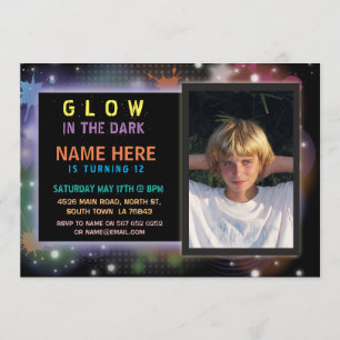 Photo Glow in the Dark Birthday Invitation