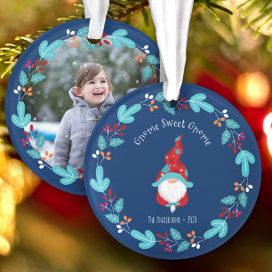 Photo Gnome Gnome doux Couronne florale Elfe Bleu