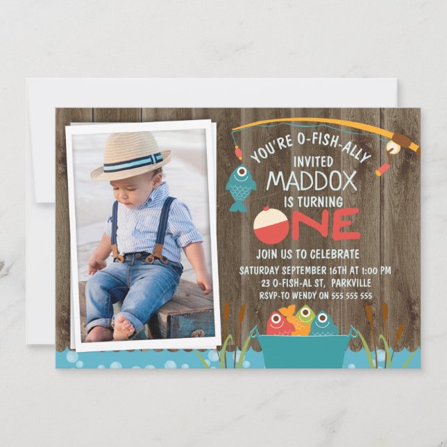 Photo Gone Fishing 1er Anniversaire Invitation (Devant)