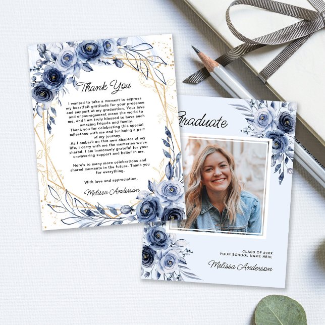 Photo Graduate Marine fleurs bleues Merci (Créateur téléchargé)