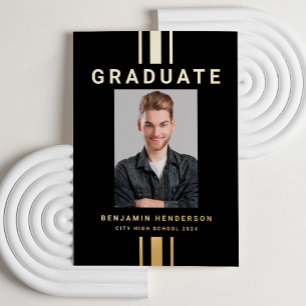Photo Graduation Black Gold Foil Faire-part