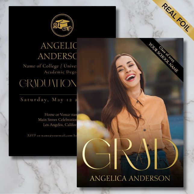 Photo Graduation Faire-part Foil Invitation (Créateur téléchargé)