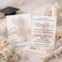 Photo Graduation Invitation with Script Typography Karte