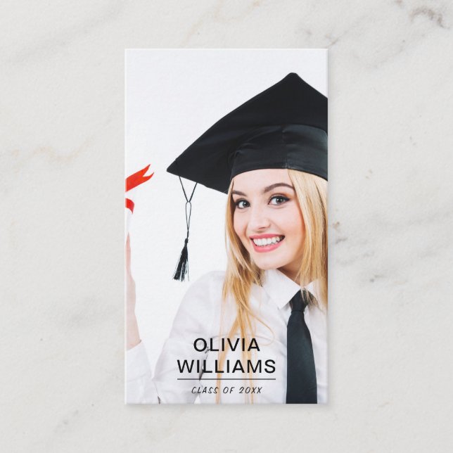 Photo Graduation Moderne Simple Script Carte d'app (Devant)