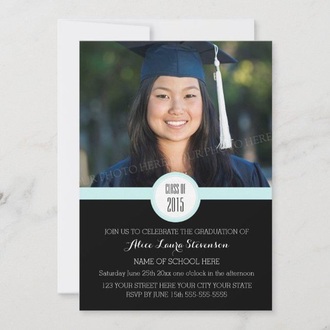 Photo Graduation Party Invitation Ciel noir bleu (Devant)