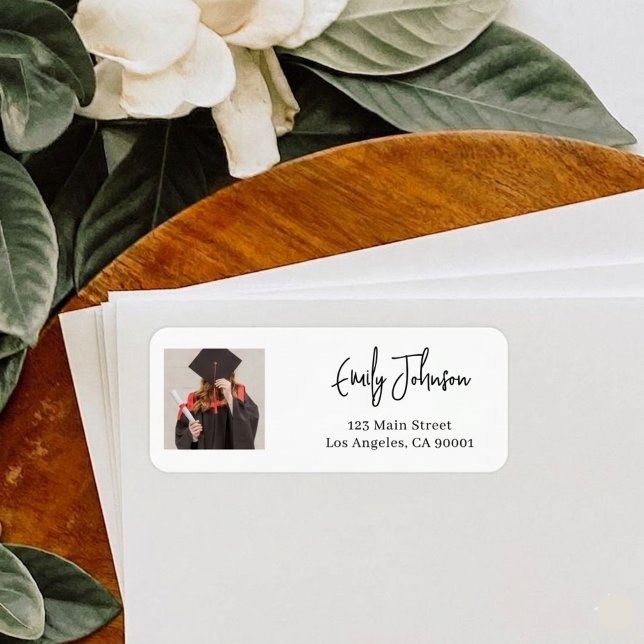 Photo Graduation Return Address Labels Custom Eleg (Von Creator hochgeladen)