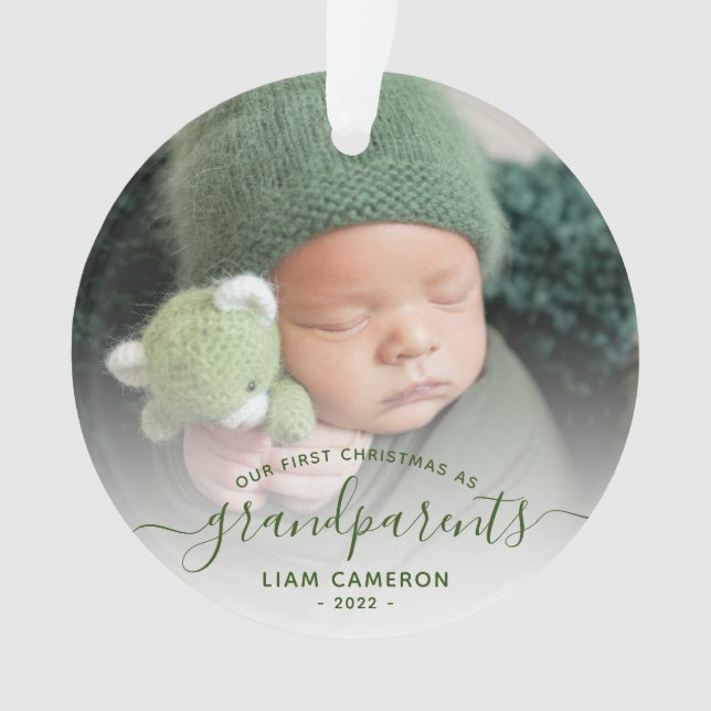 Photo Grand-parents First Christmas Green Script (devant)