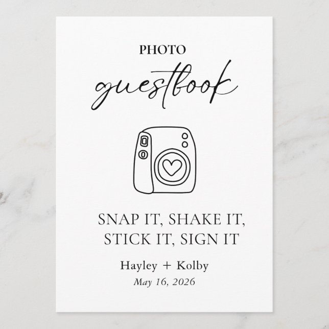 Photo Guestbook Table Top Sign/Card for Framing (Vorderseite)