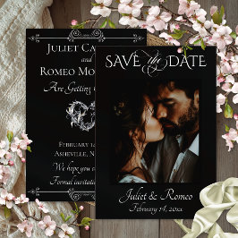 Photo & Heart Save the Date sur fond Noir