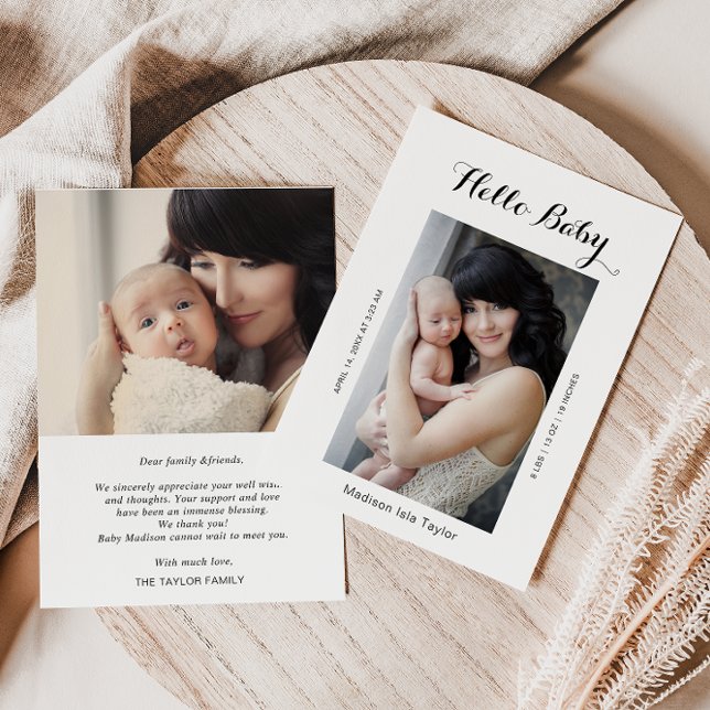 Photo Hello Baby Faire-part de naissance Card (Créateur téléchargé)