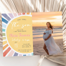 Photo Here Comes The Son Baby Shower Invitation