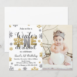 Photo Hiver ONE derland Anniversaire Invitation Or
