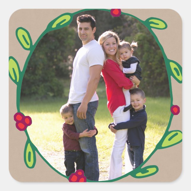 Photo Holiday Sticker : Rustic Foliage Wreath Phot (Devant)