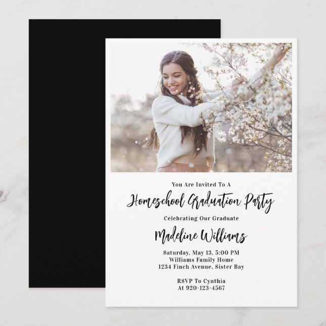 Photo Homeschool Graduol Party Invitation (Devant / Derrière)