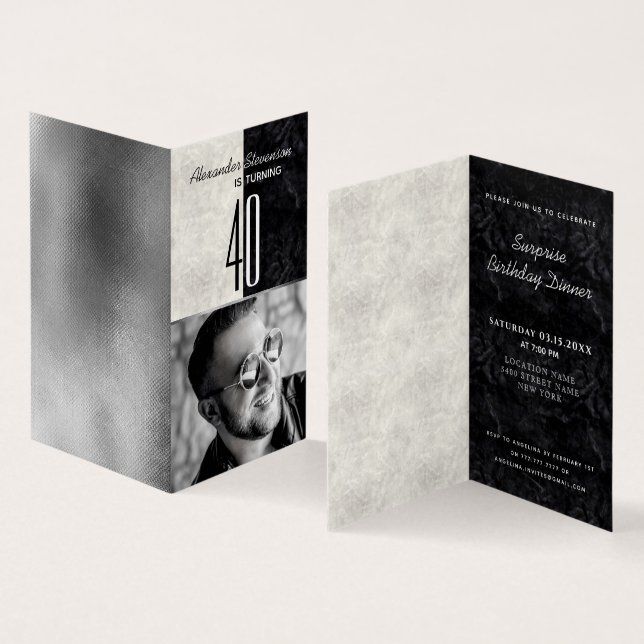 Photo Homme 40e anniversaire Invitation (Inside and Outside)