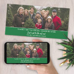 Photo Horizontal or Panoramic Family Reunion Feiertagskarte<br><div class="desc">A fun family reunion memento with a place to add a photo and include text about the get together. Green accents that can be changed in the advanced design area.</div>