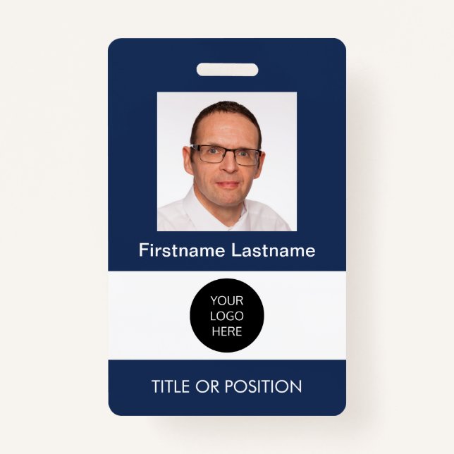 Photo ID bleu foncé Nom Badge (Devant)