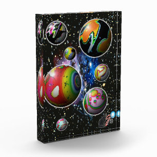 Photo Illustration couleur de planétoïdes en bloc acryli
