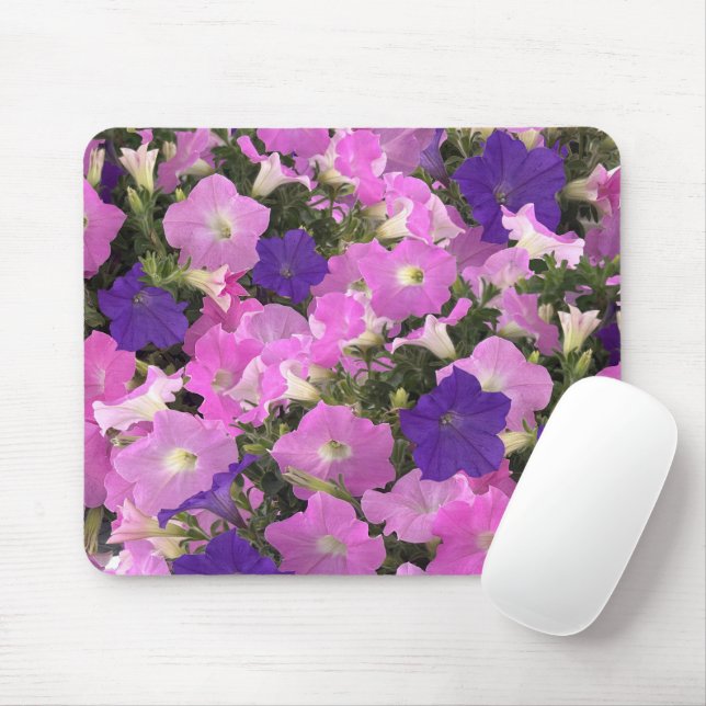 Photo Image Of Morning Glory Pink & Purple Flowers Mousepad (Mit Mouse)