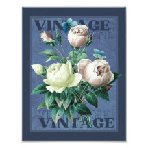 Impression d'art fine Rose de collection Bleu Anti
