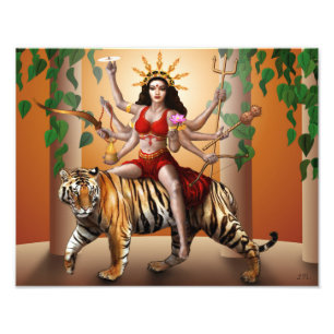 Photo Impression de la déesse protectrice Durga, 14" x 1