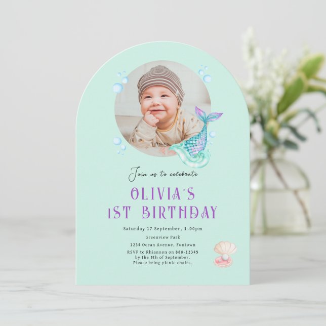 Photo Invitation Anniversaire de enfant, violet tu (Debout devant)