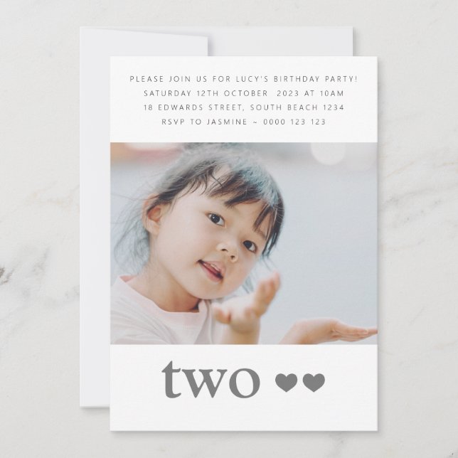 Photo Invitation Coeur fête anniversaire (Devant)