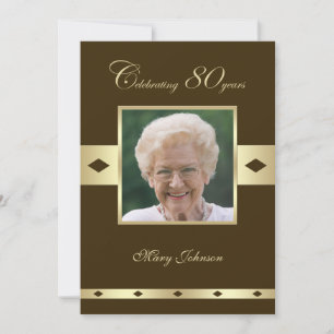 Photo Invitation de fête d'anniversaire 80th Brown