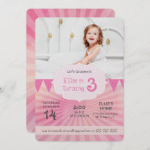 Photo Invitation de fête d'anniversaire | rose car