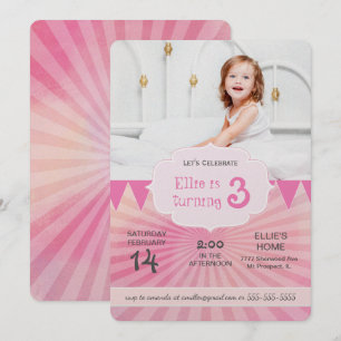 Photo Invitation de fête d'anniversaire   rose car