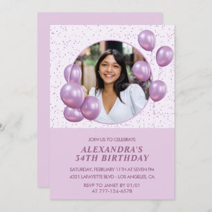 Photo invitations à 34e anniversaire Ballons viole