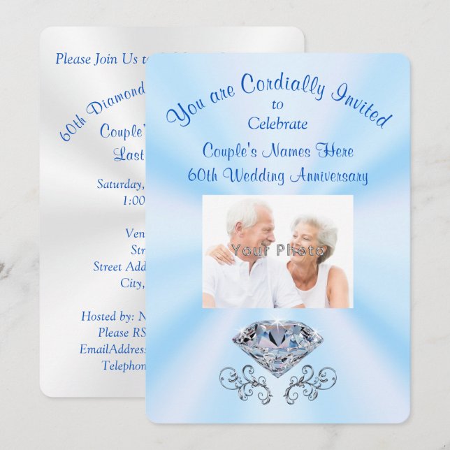 Photo Invitations personnalisées du 60e anniversai (Devant / Derrière)