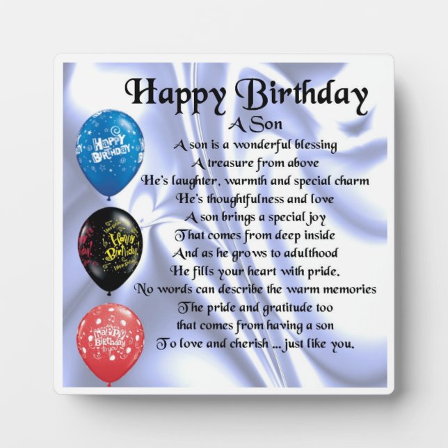 Photo Joyeux Anniversaire de la Plaque Poem Son (Devant)