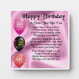 Photo Joyeux Anniversaire Soeur Poème Plaque