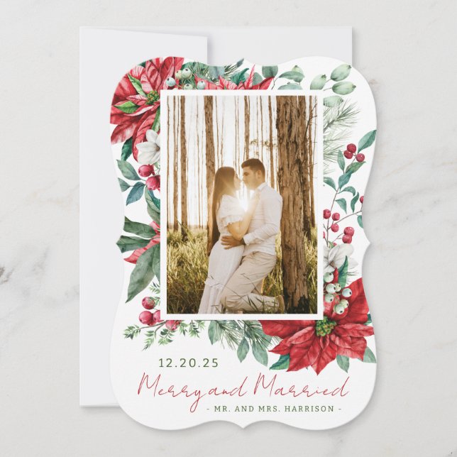 Photo Joyeux et Marié Carte de Noël (Devant)