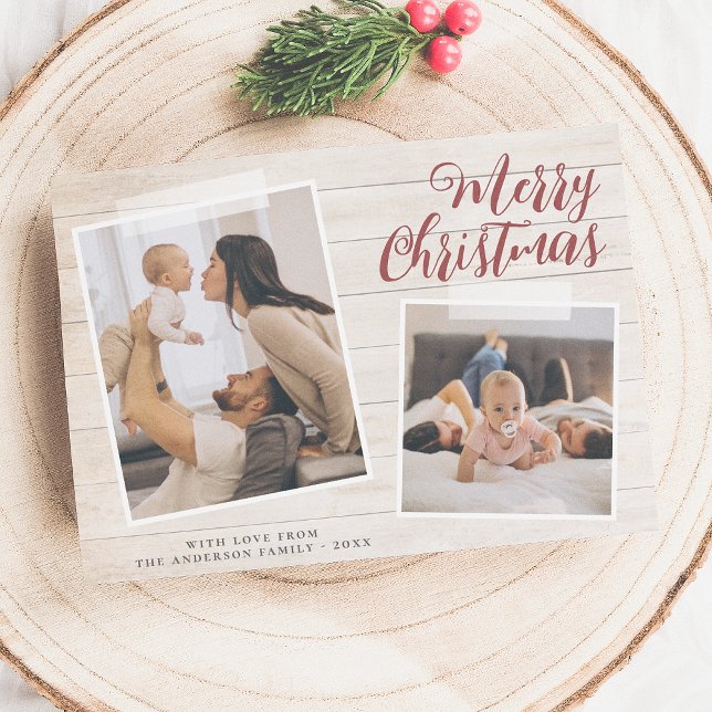 Photo Joyeux Noël Deux photos Carte de vacances (Créateur téléchargé)