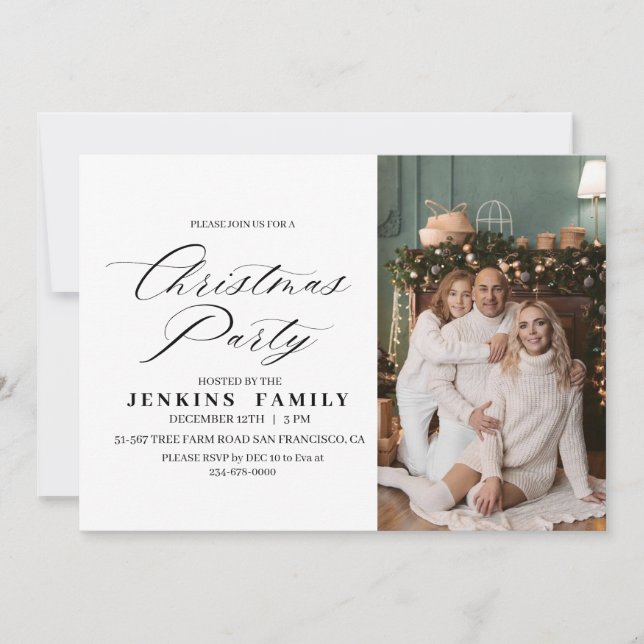 Photo Joyeux Noël Fête Invitations Cartes (Devant)