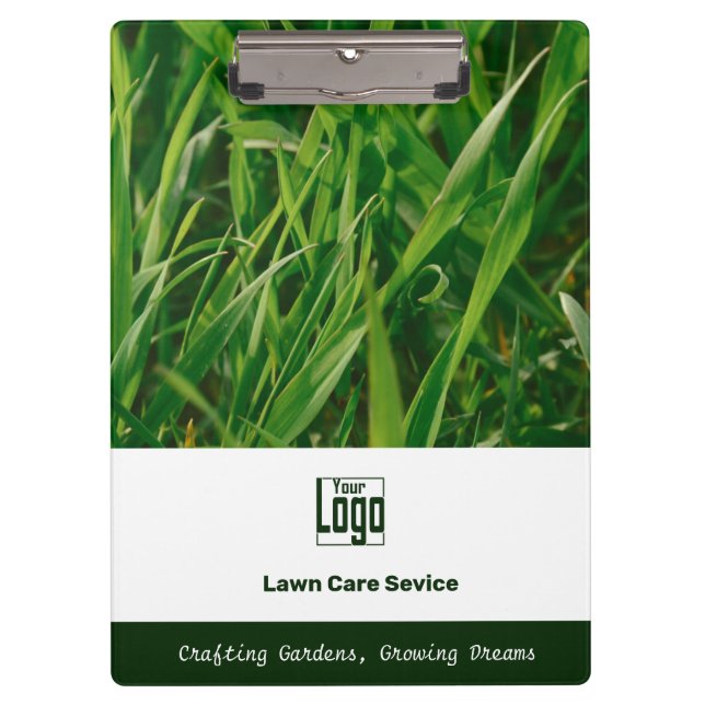 Photo Lawn Care Promotional Logo Motto QR code Klemmbrett (Vorderseite)