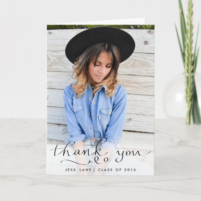 Photo licenciée manuscrite élégante de Merci (Devant)