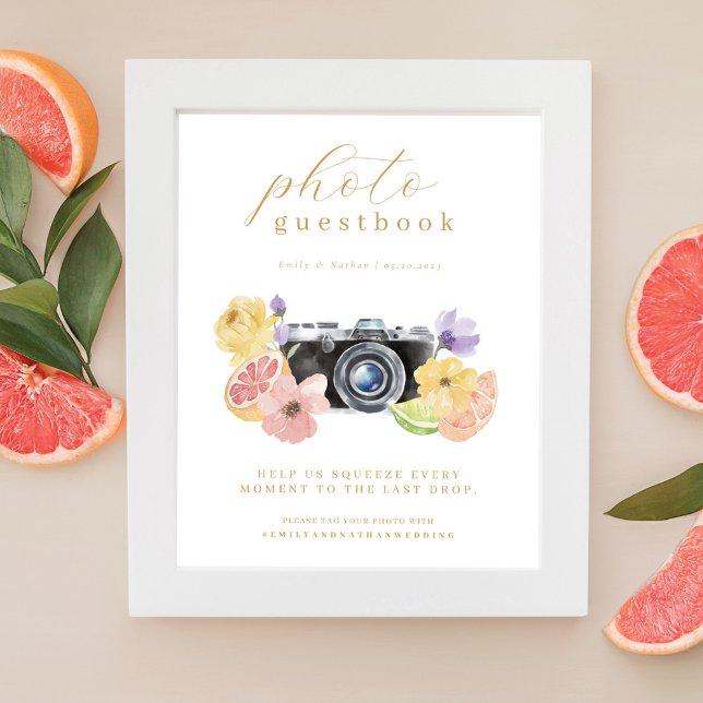 Photo Livre d'or Citrus Mariage Aquarelle Caméra (Créateur téléchargé)