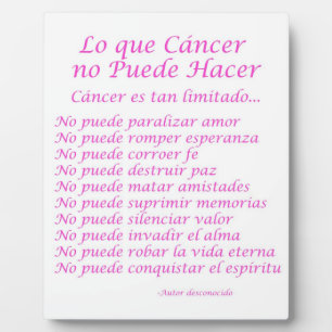 Photo Lo que Cancer no Puede Hacer Poem Plaque