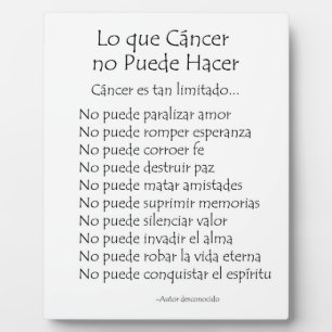 Photo Lo que Cancer no Puede Hacer Poem Plaque