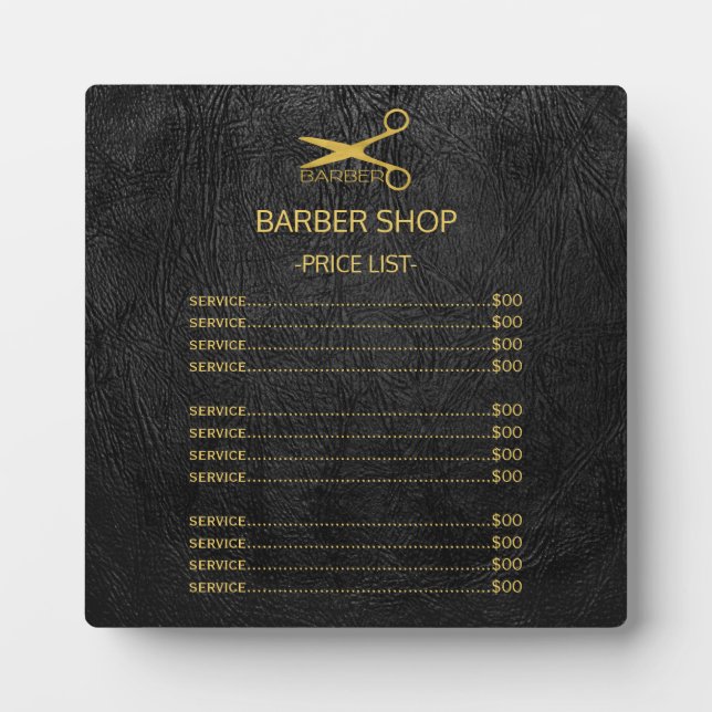 Photo Logo du magasin de barbier plaque du menu du servi (Devant)