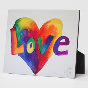 Photo Love Rainbow Heart Peinture Poème Plaque