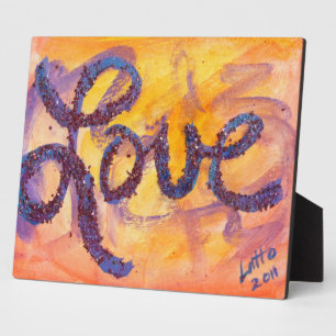 Photo Love Sunset Golden Glow Peinture Poème Plaque
