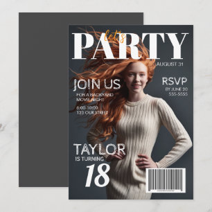 Photo Magazine Style 18ème anniversaire Invitation