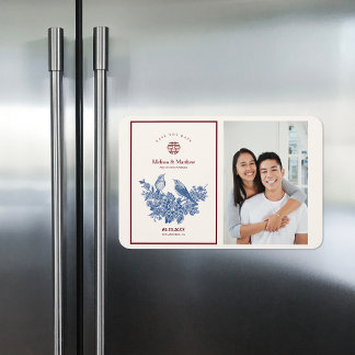 Photo Magpie Floral Chinesische Hochzeit Save the Magnet