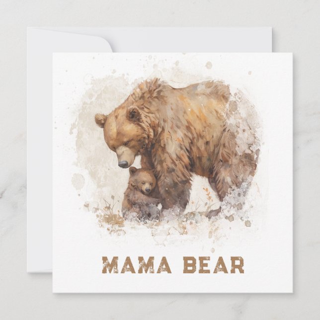*~* Photo MAMAN OURS  Ap72 Carte plate pour la fêt (Devant)