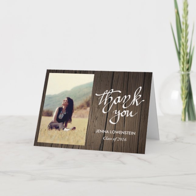 Photo manuscrite de Merci en bois licencié (Devant)