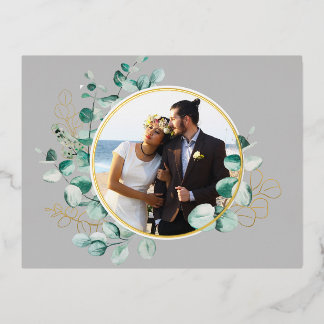 Photo mariage avec cadre vert simple Carte